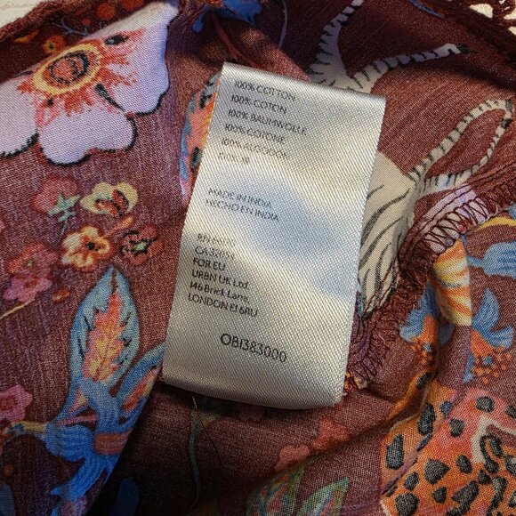 Anthropologie Maeve Zebra Floral Ruffled Blouse Top S Cotton Cottage Boho Floral - Picture 8 of 9